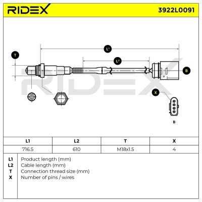 Lambdasonde RIDEX 3922L0091 3922L0091 - foto 6