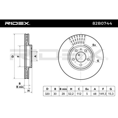 Bremsscheibe RIDEX 82B0744 82B0744 - foto 6