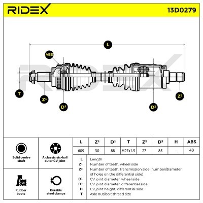 Antriebswelle RIDEX 13D0279 13D0279 - foto 6