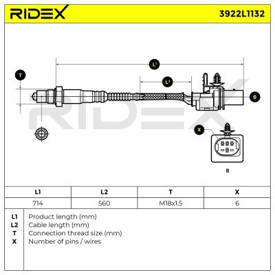 Lambdasonde RIDEX 3922L1132 3922L1132 - foto 6