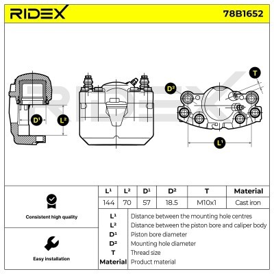 Bremssattel RIDEX 78B1652 78B1652 - foto 3