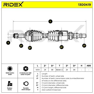 Antriebswelle RIDEX 13D0419 13D0419 - foto 7