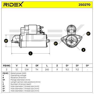 Anlasser RIDEX 2S0270 2S0270 - foto 7