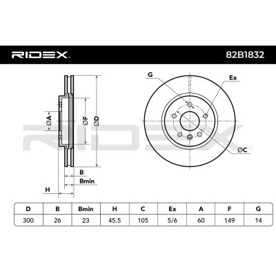 Bremsscheibe RIDEX 82B1832 82B1832 - foto 6