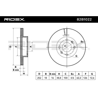 Bremsscheibe RIDEX 82B1022 82B1022 - foto 3
