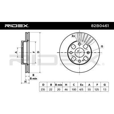 Bremsscheibe RIDEX 82B0461 82B0461 - foto 3