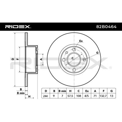 Bremsscheibe RIDEX 82B0464 82B0464 - foto 3