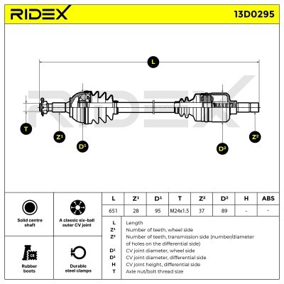 Antriebswelle RIDEX 13D0295 13D0295 - foto 5