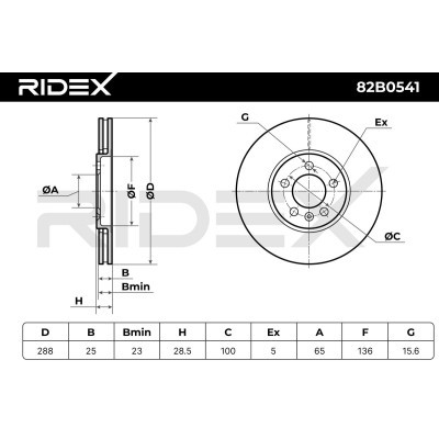 Bremsscheibe RIDEX 82B0541 82B0541 - foto 6