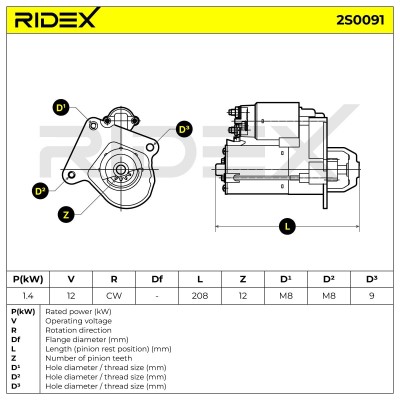Anlasser RIDEX 2S0091 2S0091 - foto 6