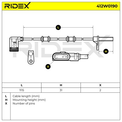 ABS Sensor RIDEX 412W0190 412W0190 - foto 6