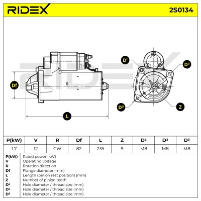 Anlasser RIDEX 2S0134 2S0134 - foto 6