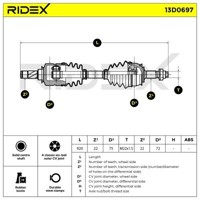 Antriebswelle RIDEX 13D0697 13D0697 - foto 7