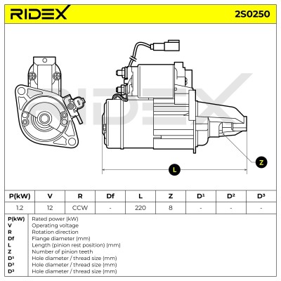 Anlasser RIDEX 2S0250 2S0250 - foto 8