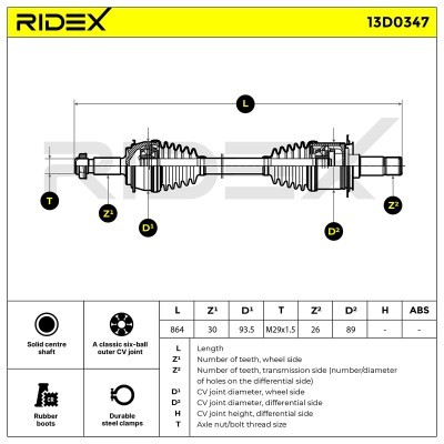Antriebswelle RIDEX 13D0347 13D0347 - foto 6