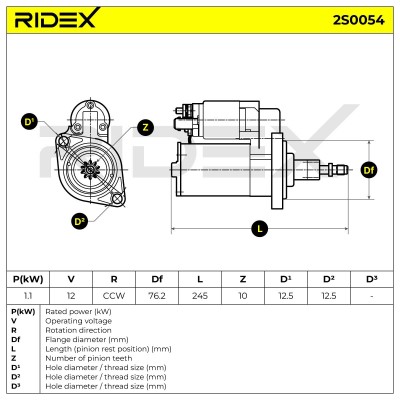 Anlasser RIDEX 2S0054 2S0054 - foto 6