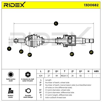 Antriebswelle RIDEX 13D0682 13D0682 - foto 7