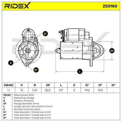Anlasser RIDEX 2S0160 2S0160 - foto 7