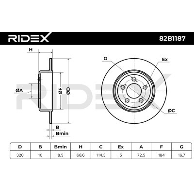 Bremsscheibe RIDEX 82B1187 82B1187 - foto 3
