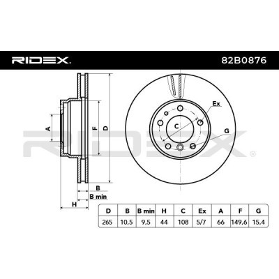 Bremsscheibe RIDEX 82B0876 82B0876 - foto 3