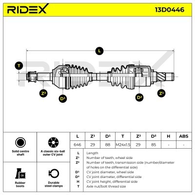 Antriebswelle RIDEX 13D0446 13D0446 - foto 7