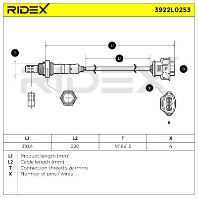 Lambdasonde RIDEX 3922L0253 3922L0253 - foto 8