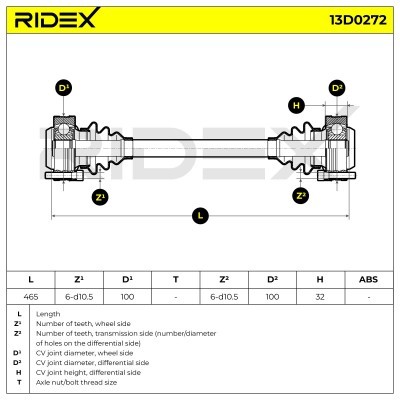 Antriebswelle RIDEX 13D0272 13D0272 - foto 7