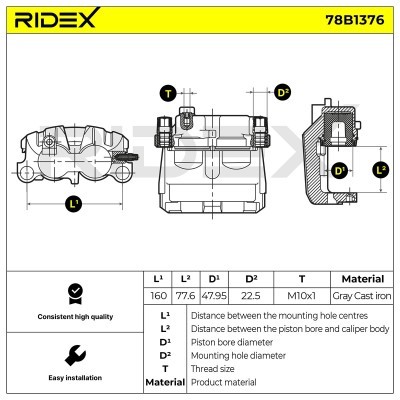 Bremssattel RIDEX 78B1376 78B1376 - foto 7