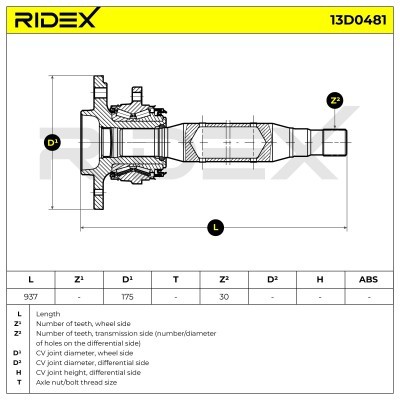 Antriebswelle RIDEX 13D0481 13D0481 - foto 7
