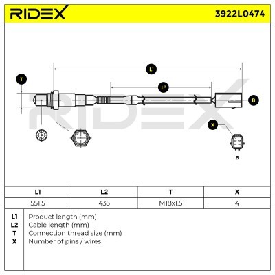 Lambdasonde RIDEX 3922L0474 3922L0474 - foto 6