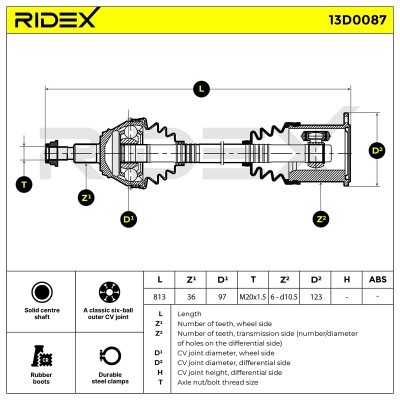 Antriebswelle RIDEX 13D0087 13D0087 - foto 6