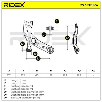 Querlenker RIDEX 273C0974 273C0974 - foto 8