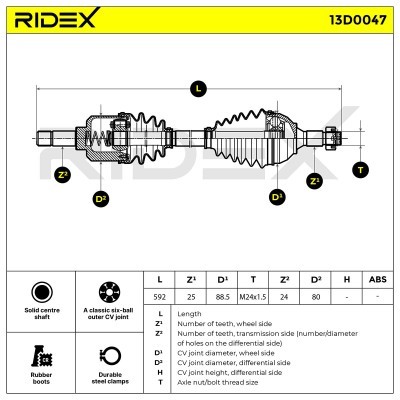 Antriebswelle RIDEX 13D0047 13D0047 - foto 5