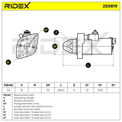 Anlasser RIDEX 2S0819 2S0819 - foto 7