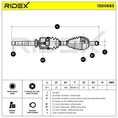 Antriebswelle RIDEX 13D0683 13D0683 - foto 7