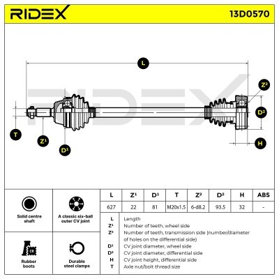 Antriebswelle RIDEX 13D0570 13D0570 - foto 6