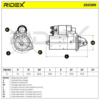 Anlasser RIDEX 2S0389 2S0389 - foto 7