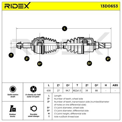 Antriebswelle RIDEX 13D0653 13D0653 - foto 7
