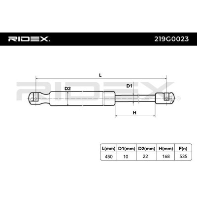 Gasfeder, Koffer-/Laderaum RIDEX 219G0023 219G0023 - foto 3