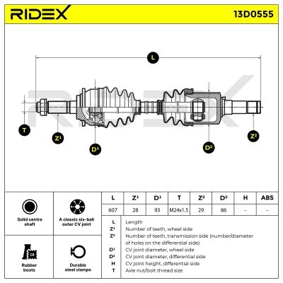 Antriebswelle RIDEX 13D0555 13D0555 - foto 7