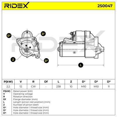 Anlasser RIDEX 2S0047 2S0047 - foto 6