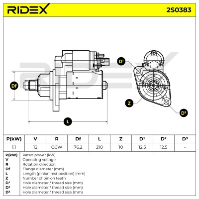 Anlasser RIDEX 2S0383 2S0383 - foto 6