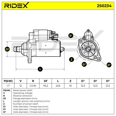Anlasser RIDEX 2S0234 2S0234 - foto 6