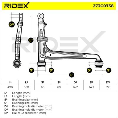 Querlenker RIDEX 273C0758 273C0758 - foto 5
