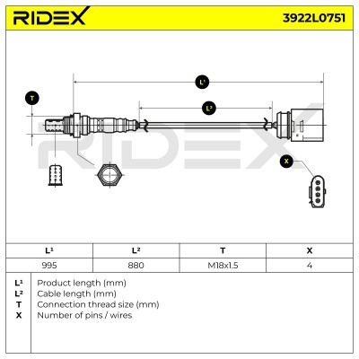 Lambdasonde RIDEX 3922L0751 3922L0751 - foto 3