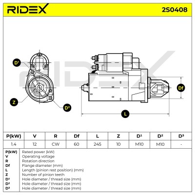 Anlasser RIDEX 2S0408 2S0408 - foto 10