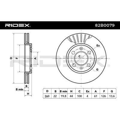 Bremsscheibe RIDEX 82B0079 82B0079 - foto 7