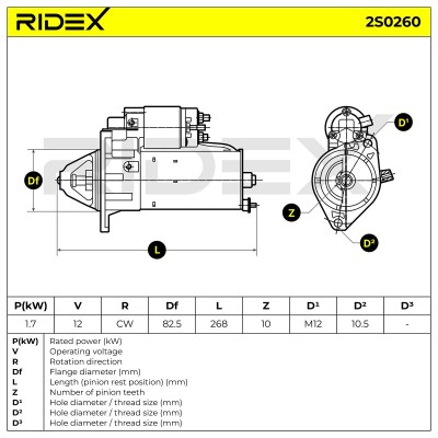 Anlasser RIDEX 2S0260 2S0260 - foto 7
