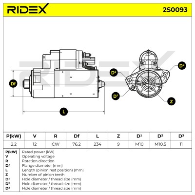 Anlasser RIDEX 2S0093 2S0093 - foto 5