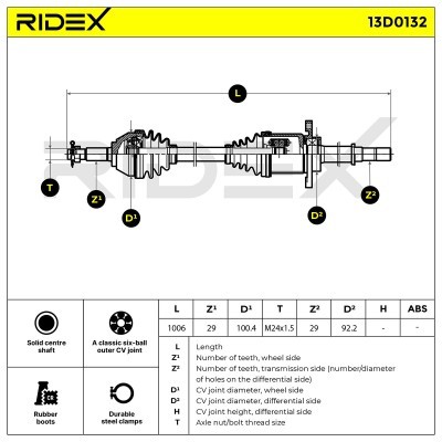 Antriebswelle RIDEX 13D0132 13D0132 - foto 5